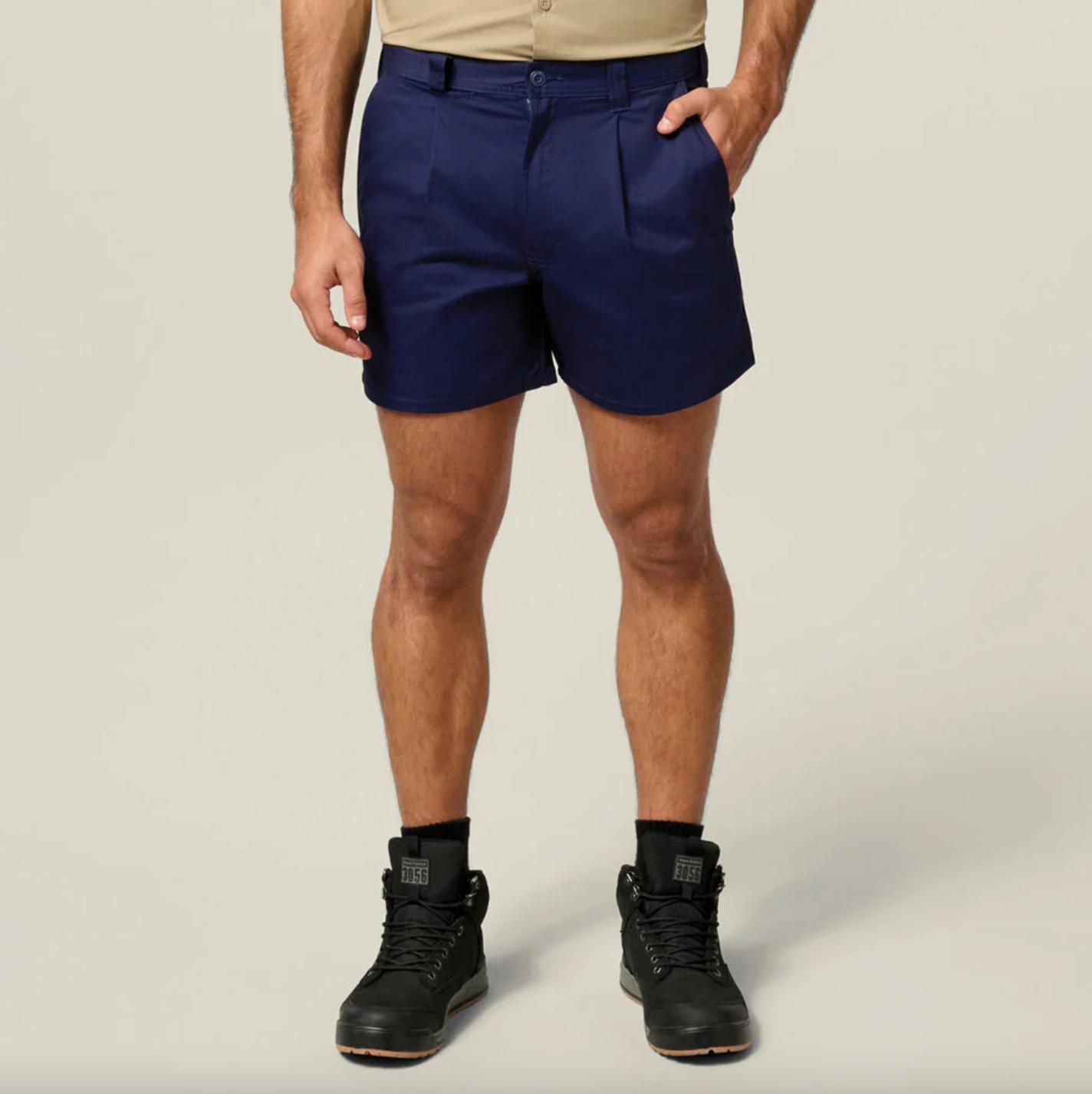 Relaxed Fit Cotton Drill Short With Belt Loops
